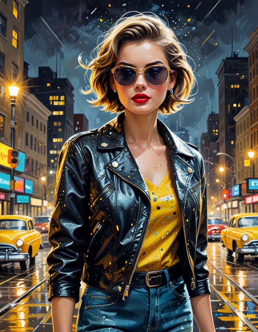 1950s Fashion Illustration in Oil with Vivid Colors