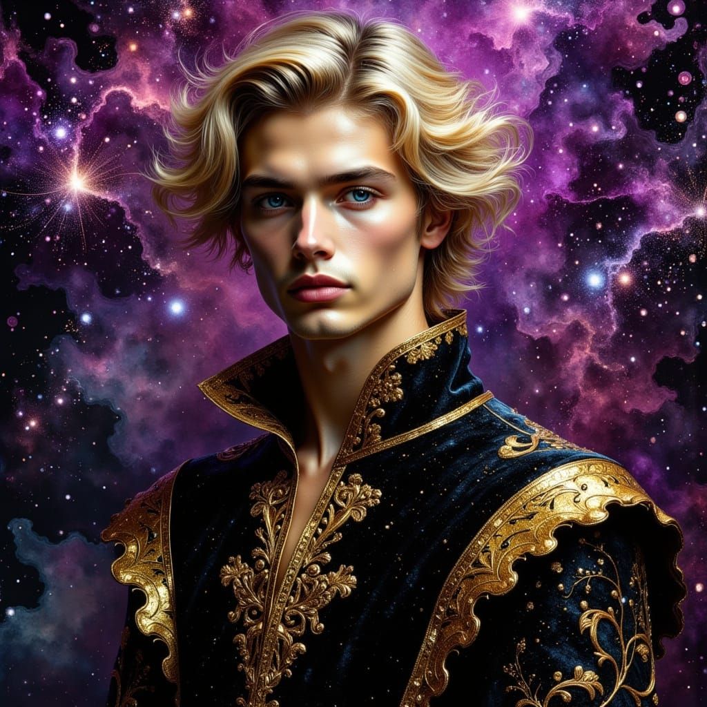 Renaissance-Inspired Young Noble in Opulent Velvet