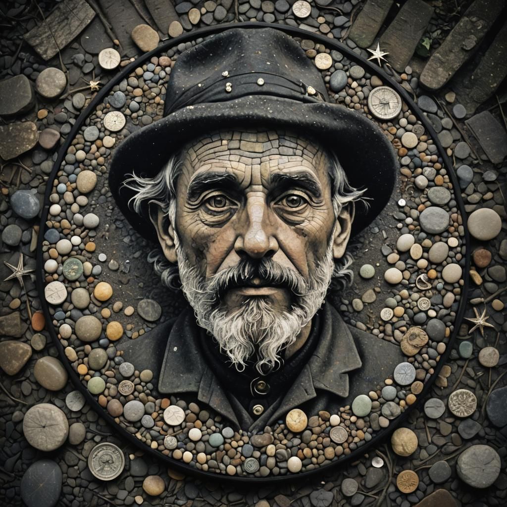 Time Traveler's Self-Portrait in Pointillism Style