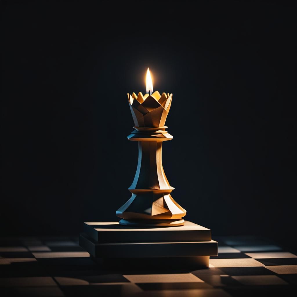 Chess Piece in Origami Papercraft Style