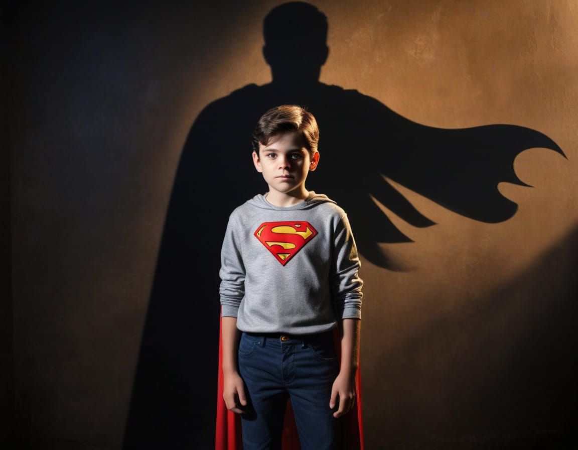 A Young Boy's Superman Shadow Silhouette
