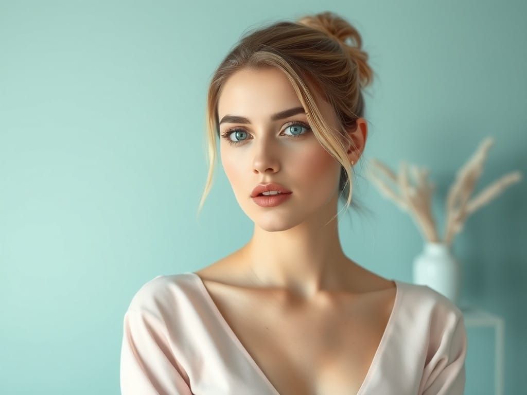 Exclusive Minimalist Landscape in Elegant Teal and Silver hu...