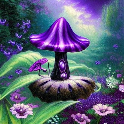 Violet Pixie Tea Party on Mushroom