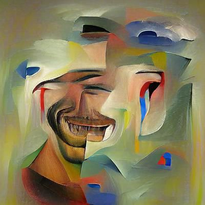 Man's Face Smiling with Tears of Joy