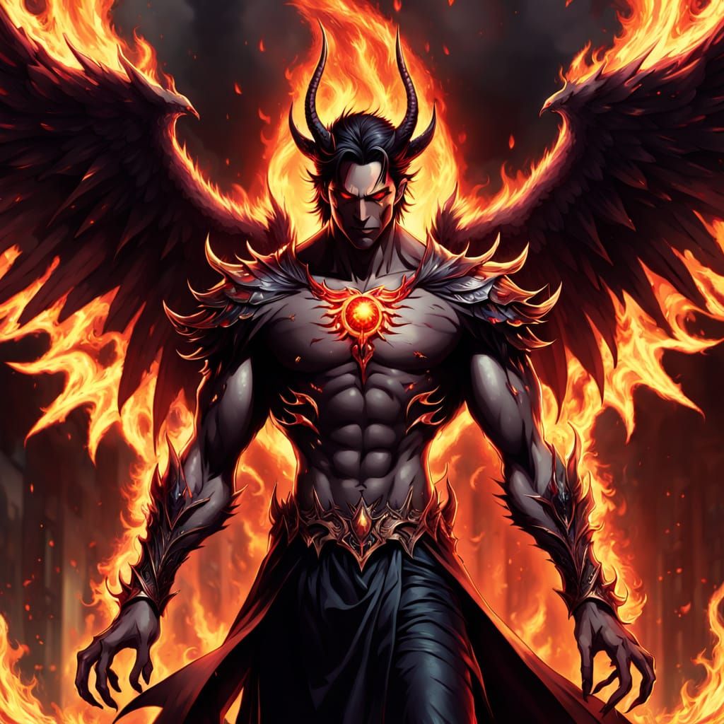 Lucifer Morningstar in Dark Fantasy Anime Style