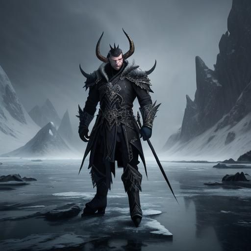Russian Boy with Metallic Horns and Ice Dominion