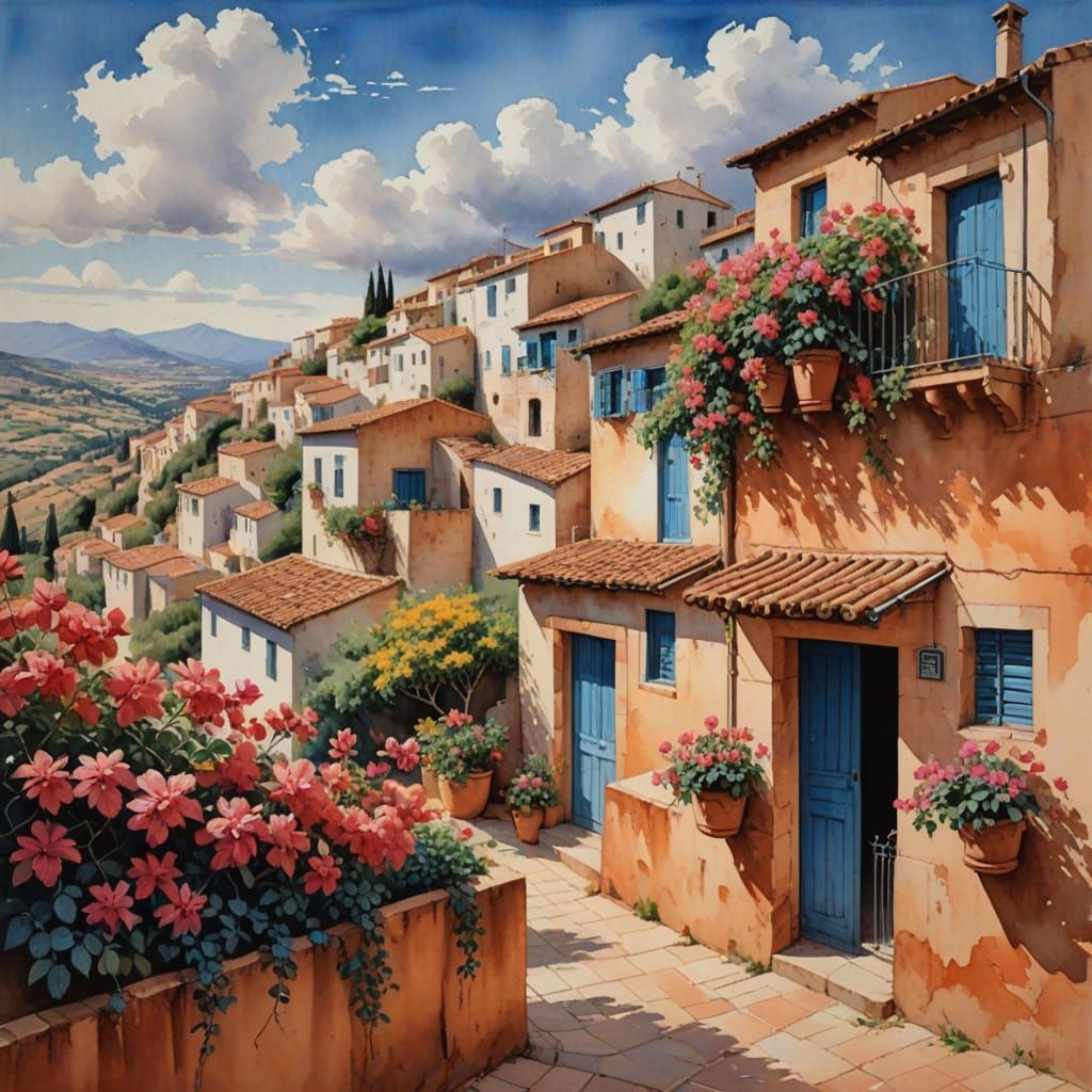 Impressionist Spanish Village in the Hills