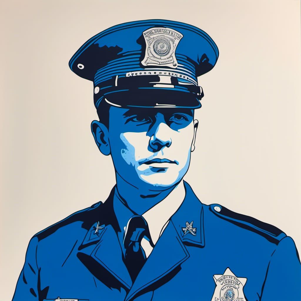 19th Century Officer Portrait in Screen Print Style