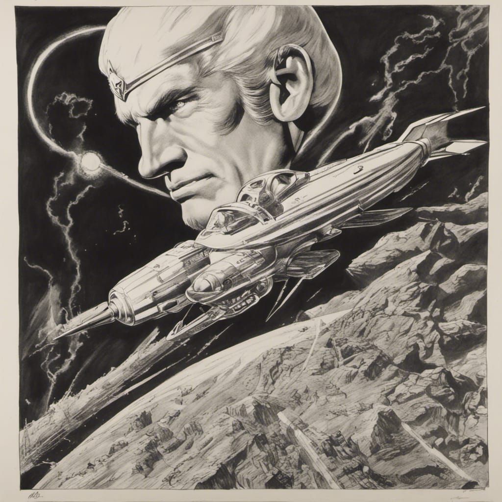 Flash Gordon in Detailed Ink Drawing Style
