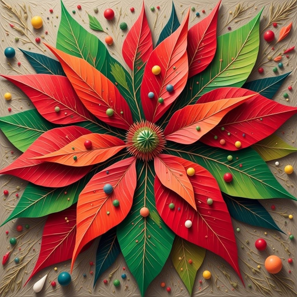 Vibrant Poinsettia Blooms in a Whimsical Winter Wonderland