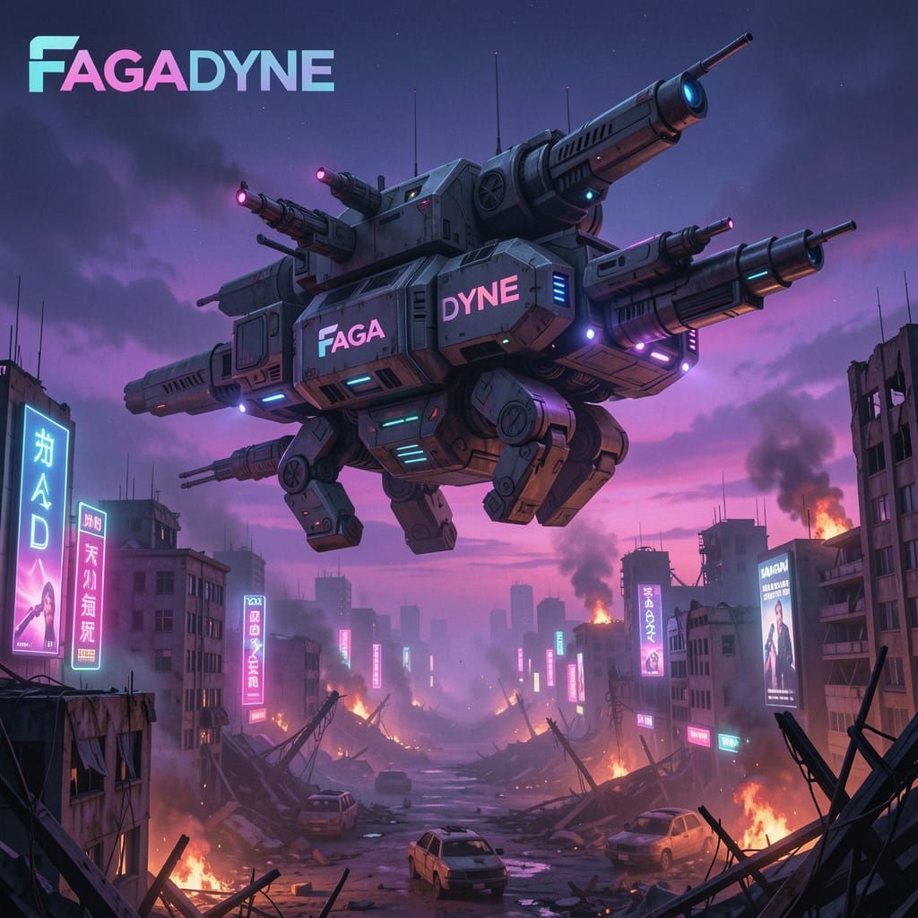 Dystopian War Machine Hovers Over Cityscape in 80s Outrun St...