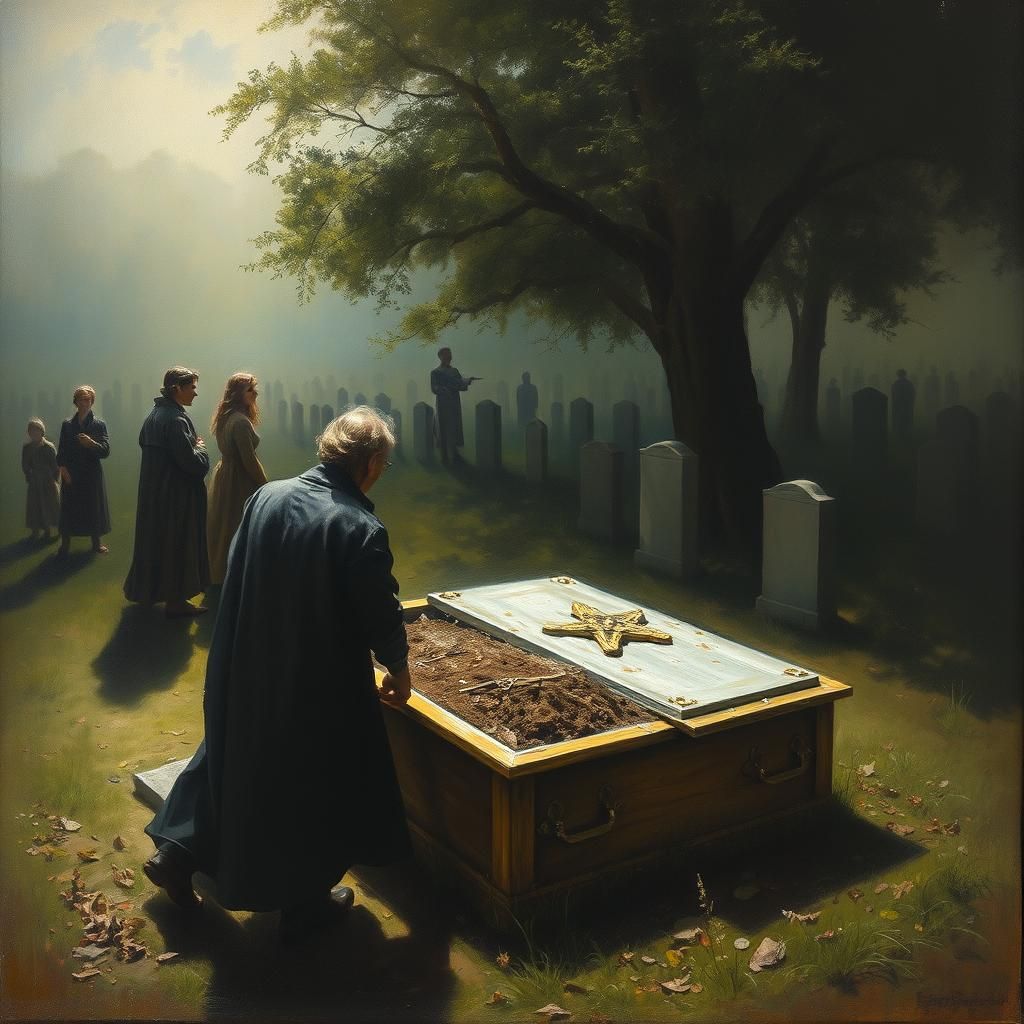 Graveside Farewell: An Oil Painting in Gurney Style