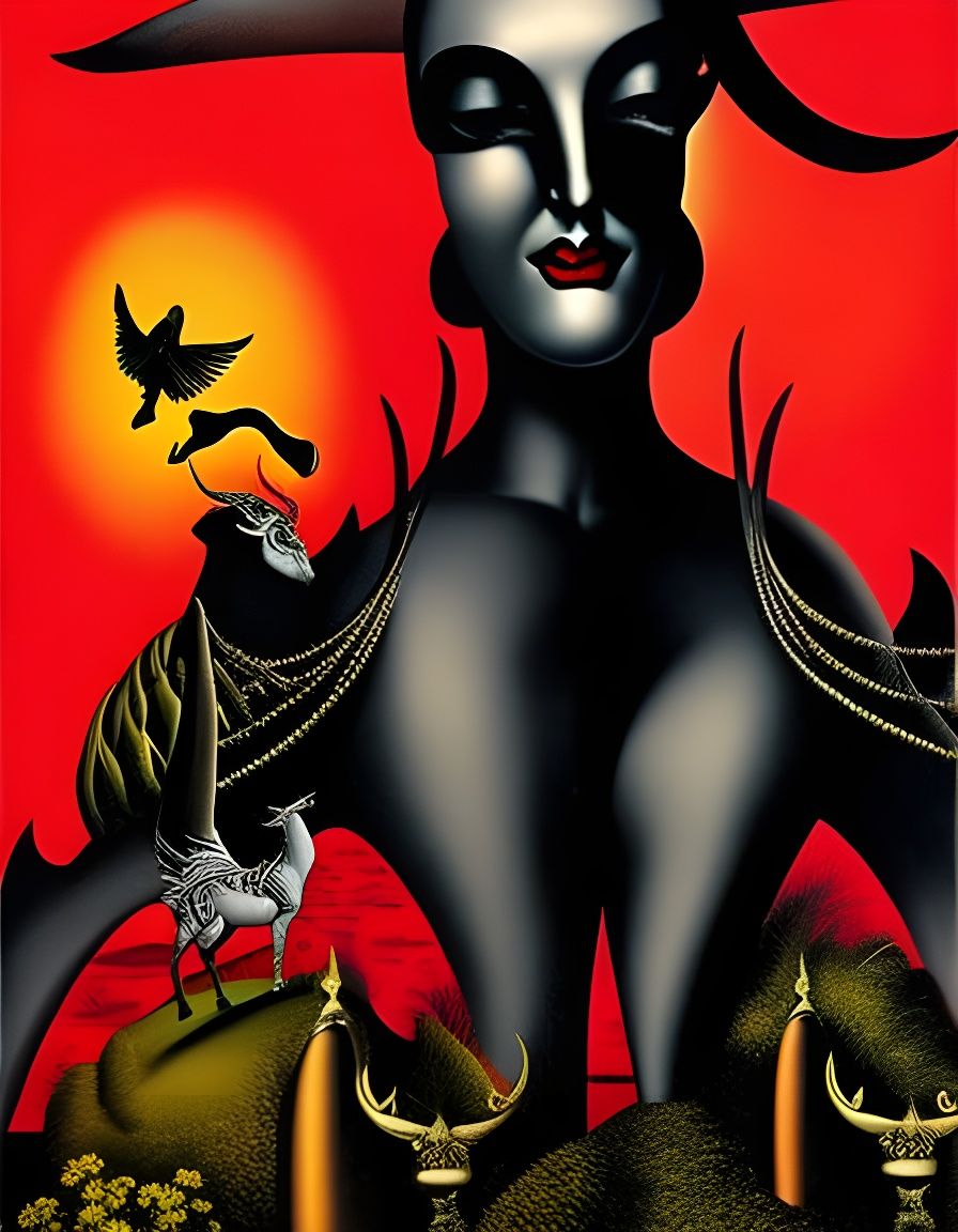 Surreal Horror She-Demon in Hellish Cave