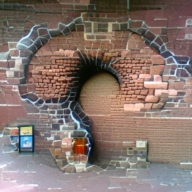 Glowing Portal Appears in Brick Wall