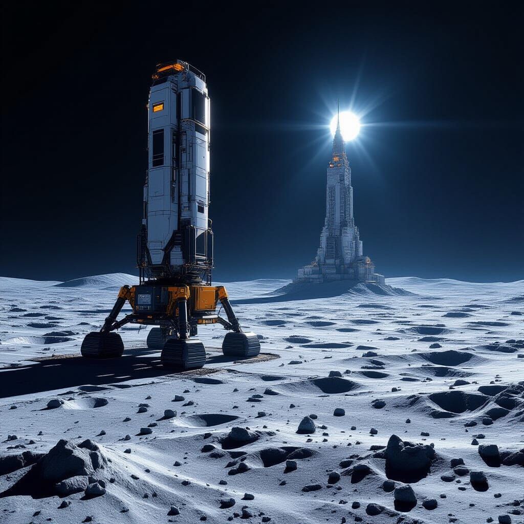 Colossal Lunar 3D Printing Installation in Sci-Fi Matte Pain...