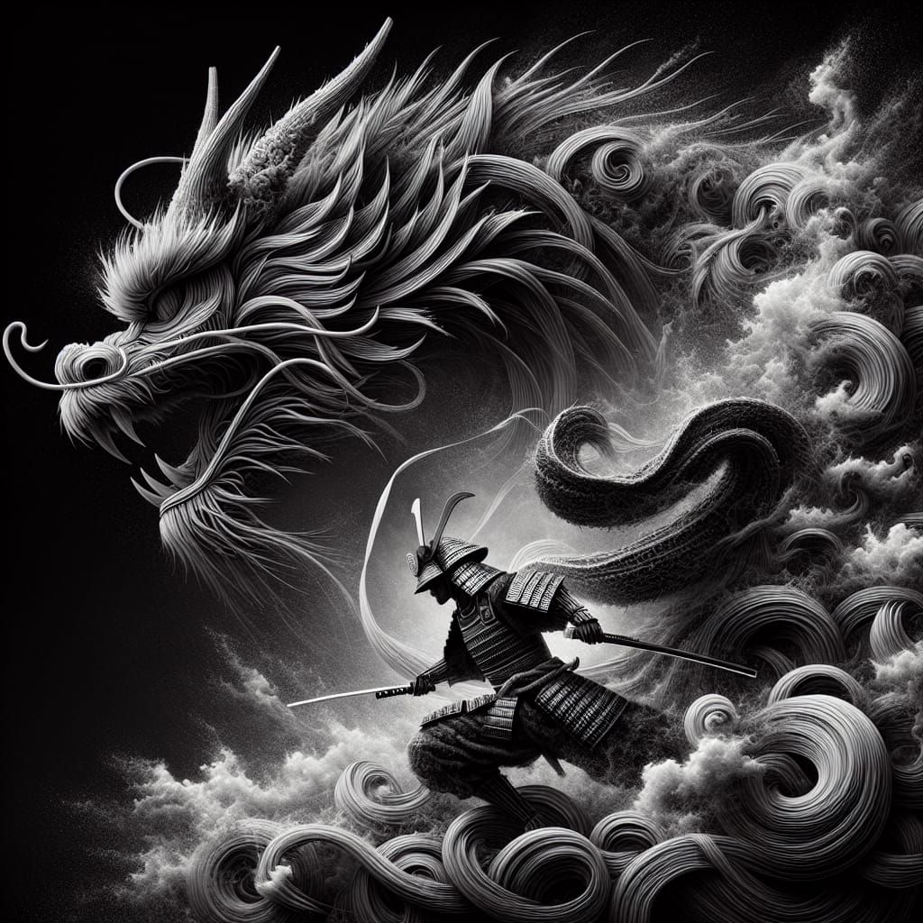 Straw Samurai Dragon's Awakening: Monochromatic Artwork