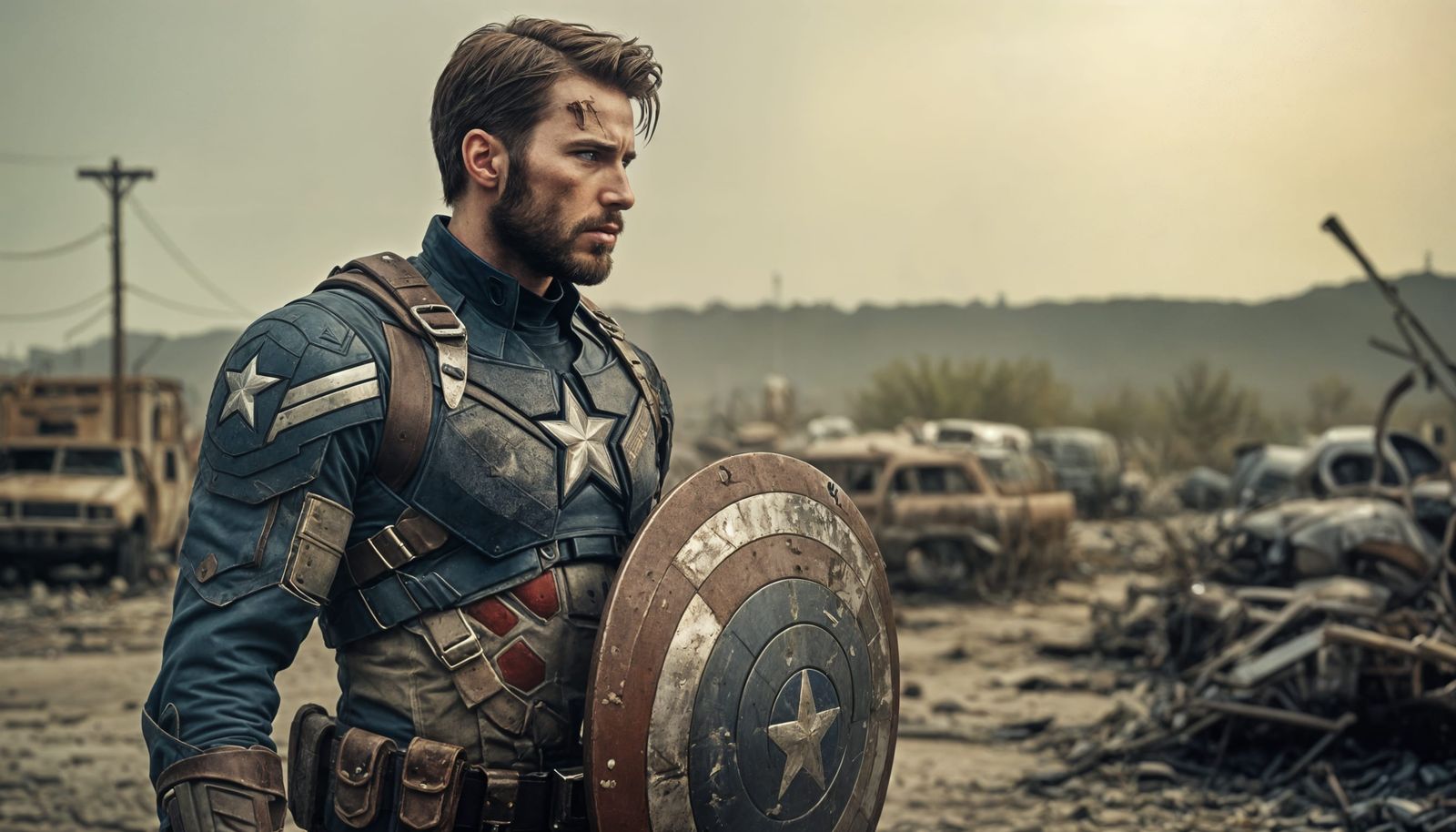 Wasteland Captain America in Retro-Futurist Style