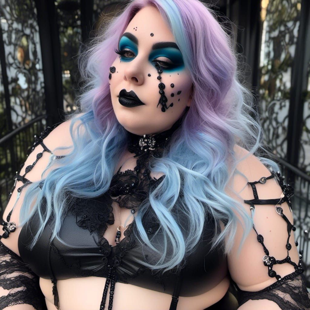 Gothic Cyberpunk Woman with Latex Mask