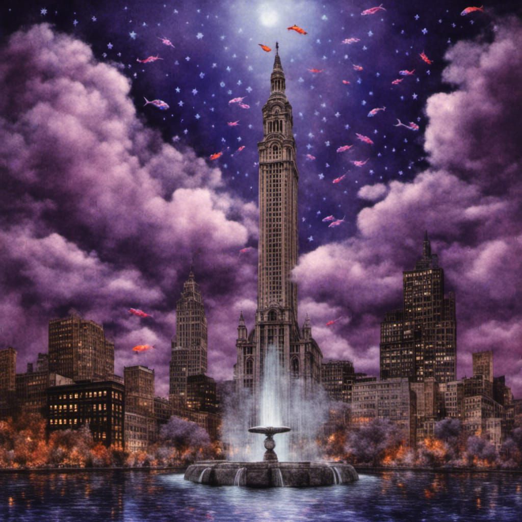 Architectural Fountain with Floating Koi Pond