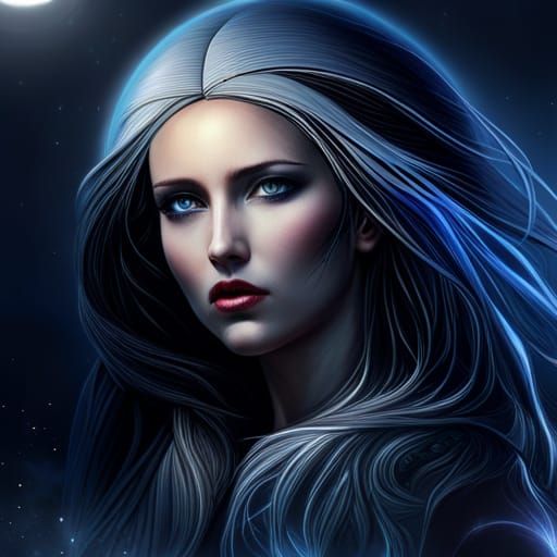 Woman's Face in the Moon: Galactic Digital Art