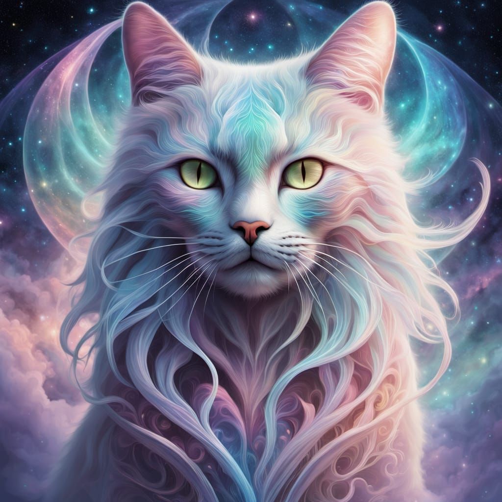 Surreal Mystical Cat in Ethereal Mist