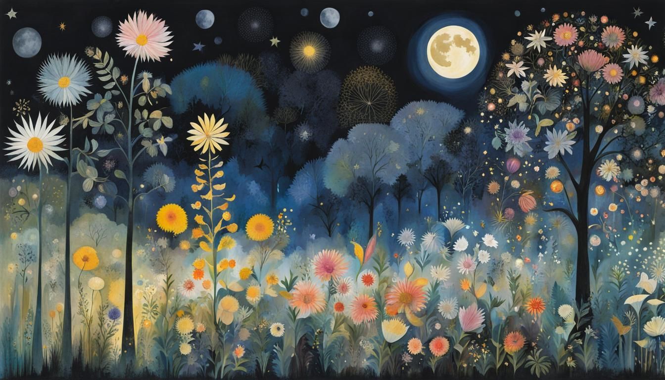 Exotic Flower Silhouette in Double Exposure Art