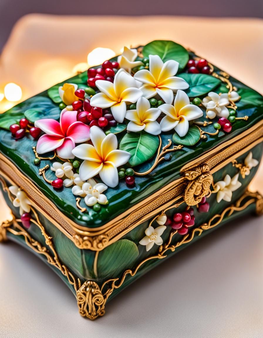 Luxury Porcelain Box with Carved Flowers, 8K