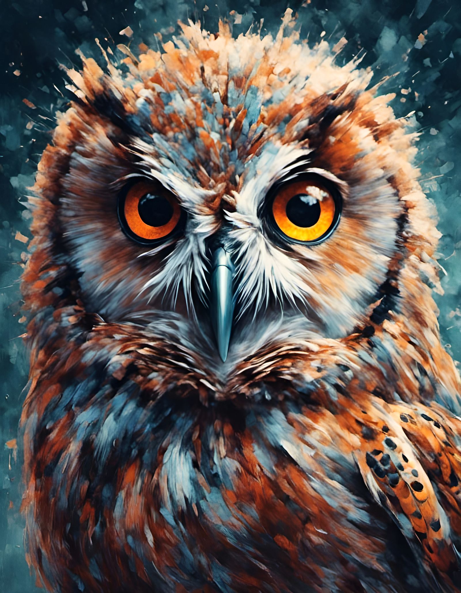 Detailed Owl Portrait in Unique Style