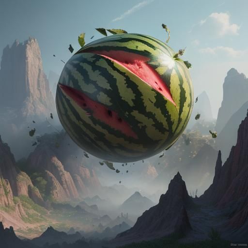 Fantastical Watermelon in Detailed Matte Painting