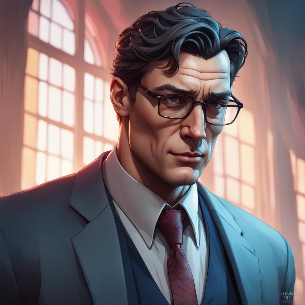 Clark Kent Portrait in Hyperdetailed Art Nouveau Style