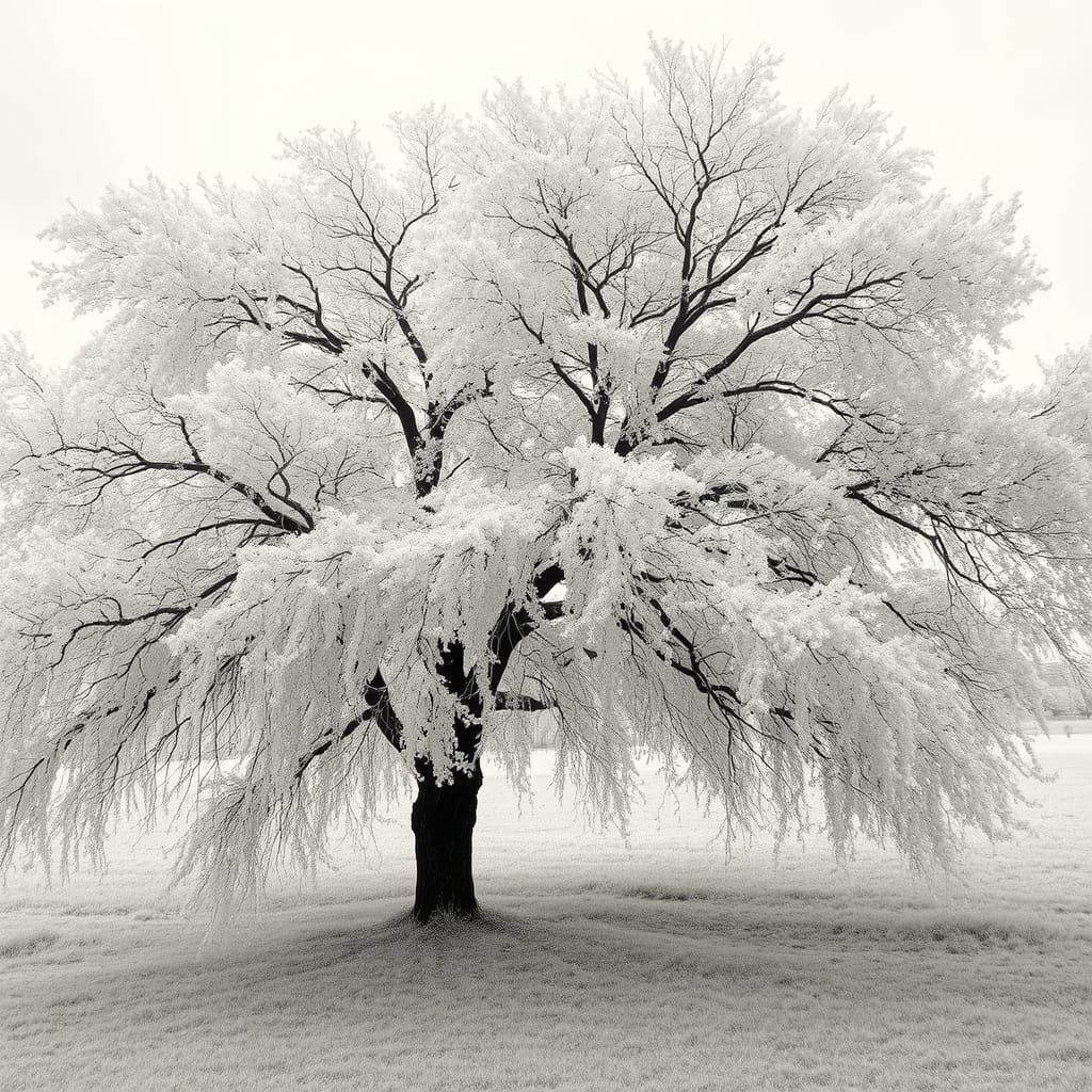 Moody Infrared Tree Study in Black and White