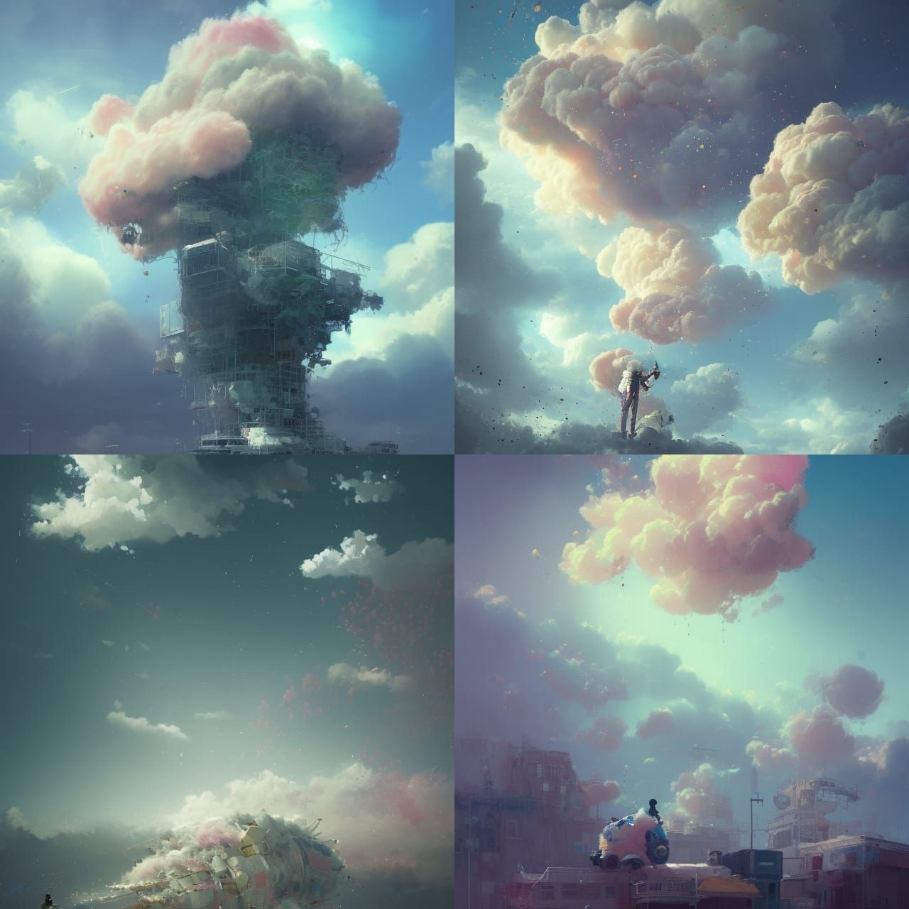 Cotton Candy Skies: Hyperrealistic Digital Illustration