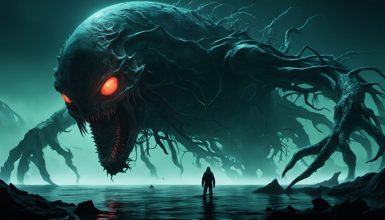 Surreal Creature Emerges from Abyssal Depths in Cyberpunk Ae...