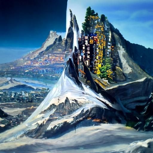 Mountain City: An Oil Painting Transformation