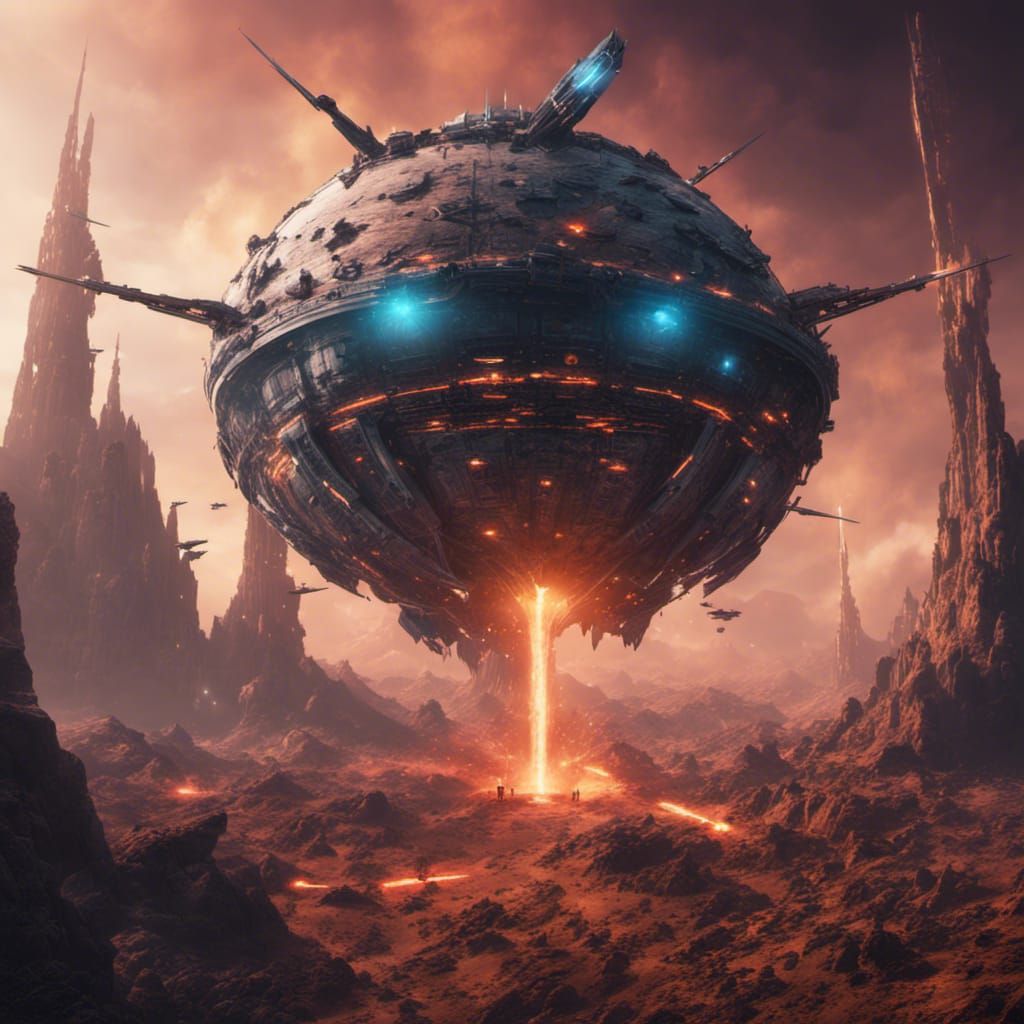 Sci-Fi Spaceship Destroys Planet in Detailed Matte Painting