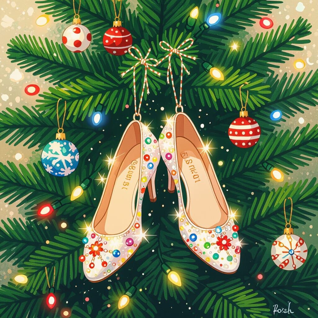Whimsical Dance Shoes on Christmas Tree