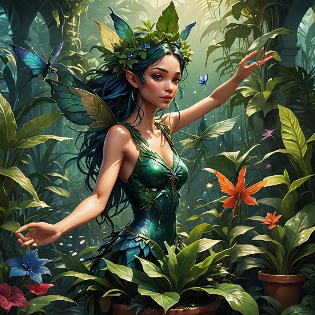 Enchanting Plant Fairy Concept Art in Magical Realism