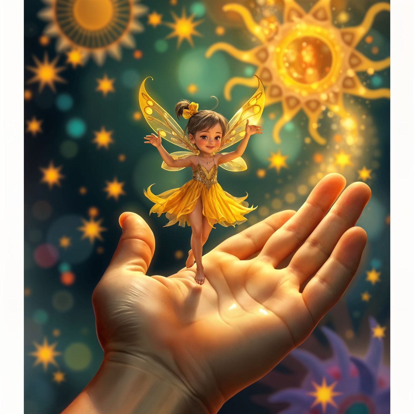 Sparkly Fairy Dances on a Giant Hand