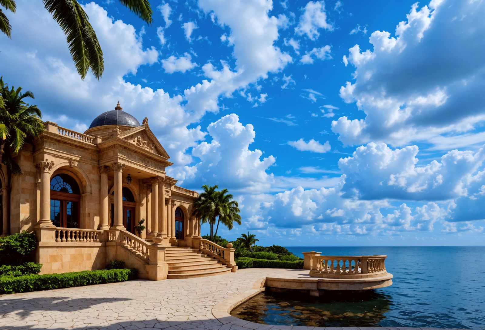 Luxurious Oceanfront Mansion in Hyperrealistic HDR