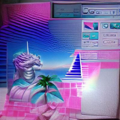 Vaporwave Dreamscape in Neon Hues