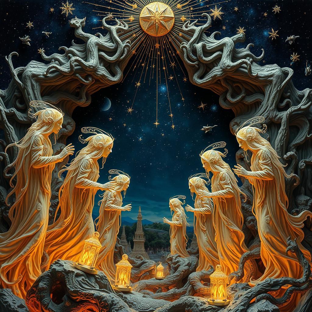 Surreal Starry Night with Wraiths and Spirits