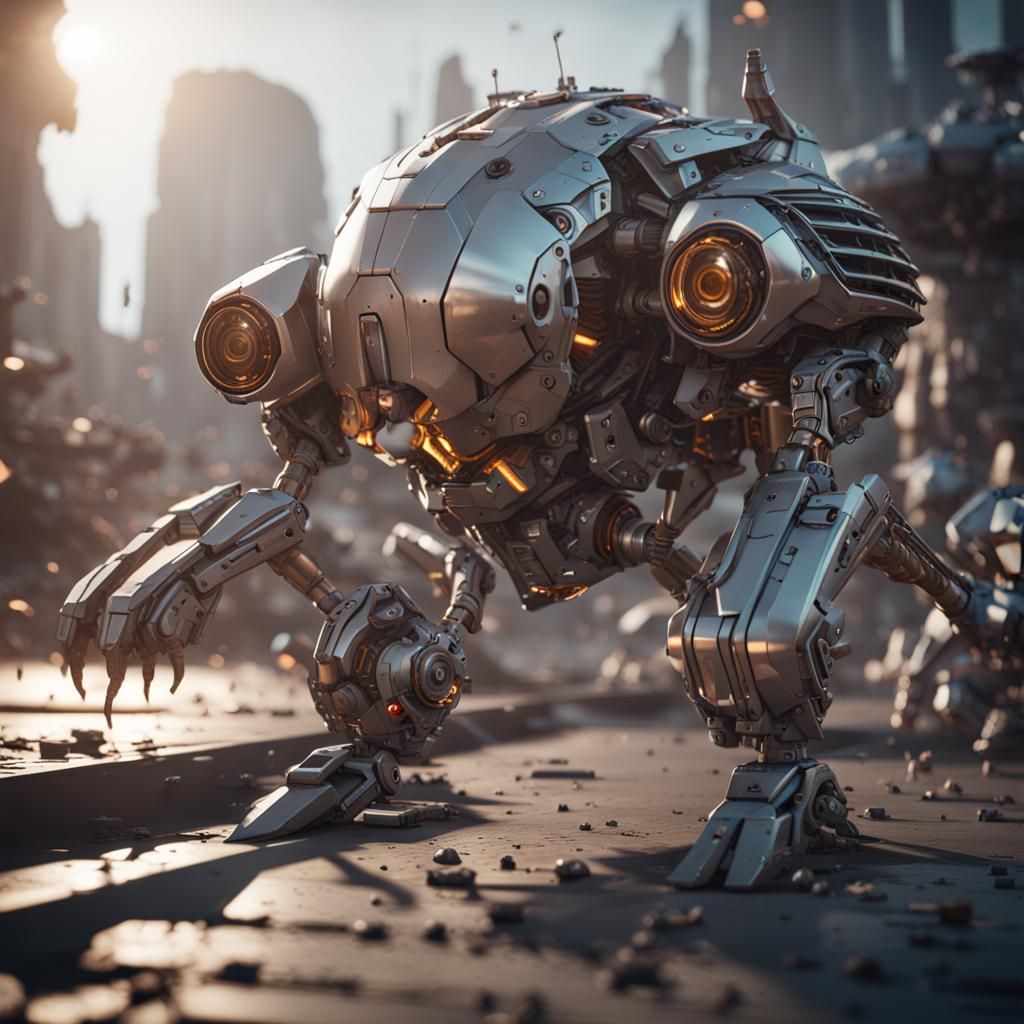 Epic Sci-Fi Battle: Mouse vs Chicken in Mech Style