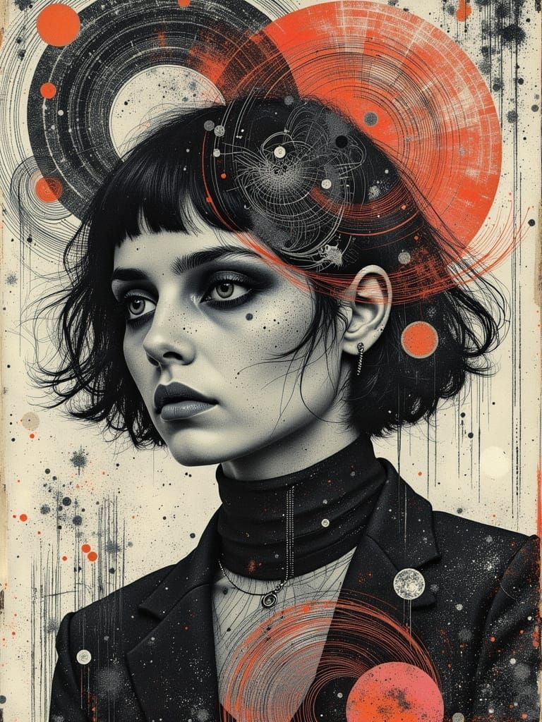 Gothic Portrait of Melancholic Woman in Surreal Style