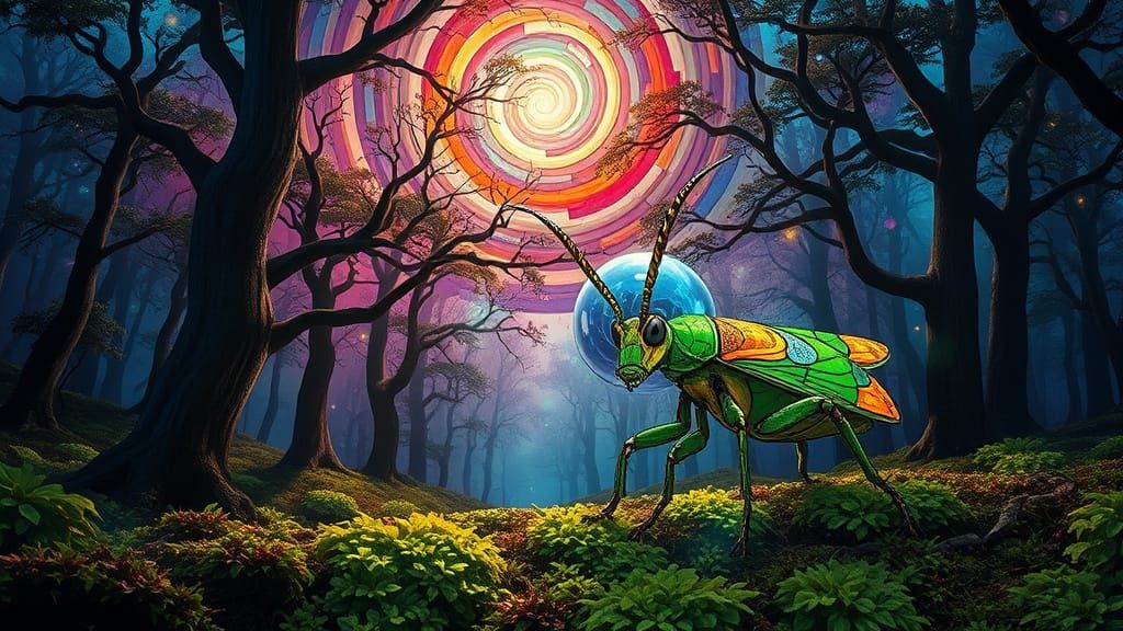 Stained Glass Forest Glade in Vibrant Ethereal Light