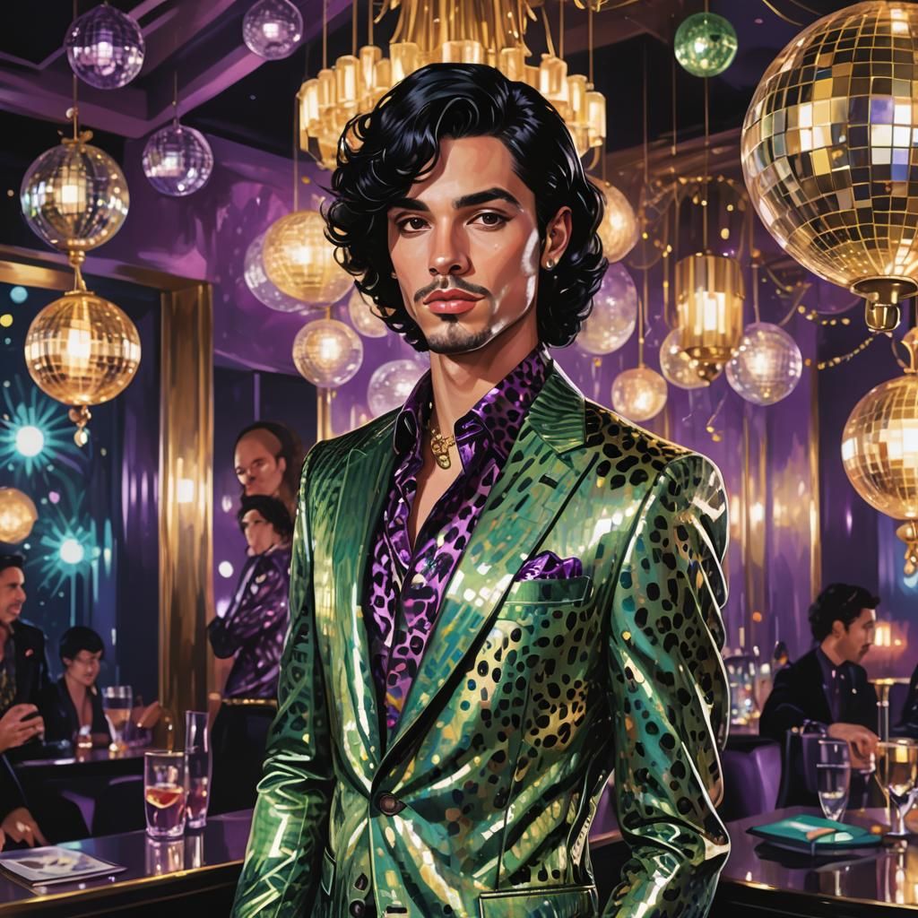 Glamorous Portrait with Disco and Cocktail Fashion