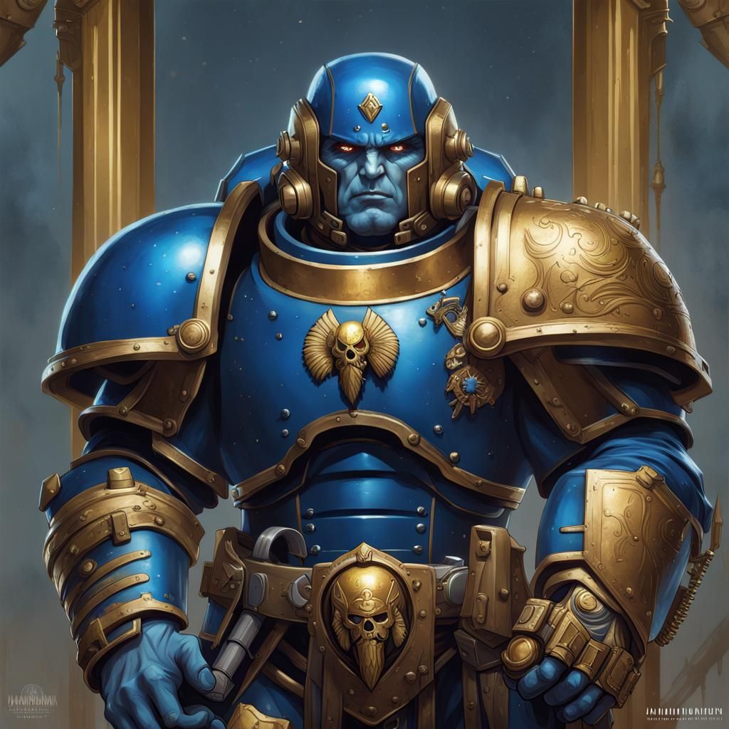 Blue Space Marine Concept Art in 8K Resolution
