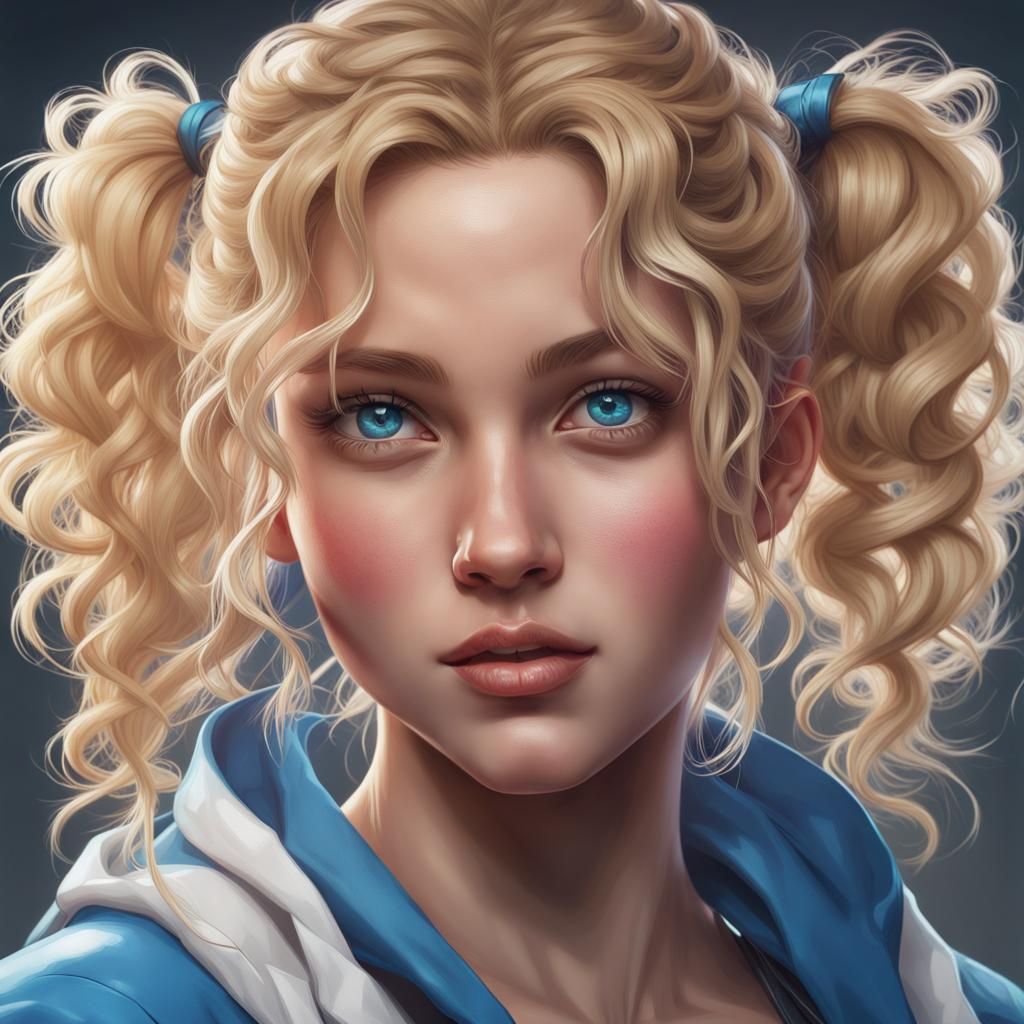 Blonde Girl Portrait in Hyperdetailed Digital Art