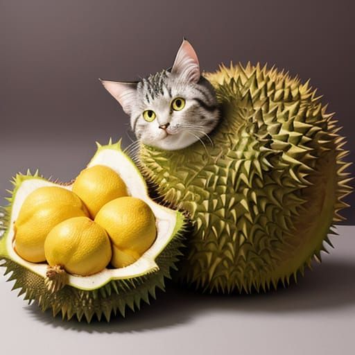 Whimsical Anime Feline Fruit Hybrid