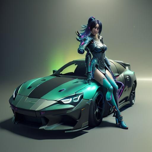 Nintendo Switch Girl in Cyberpunk Anime Style