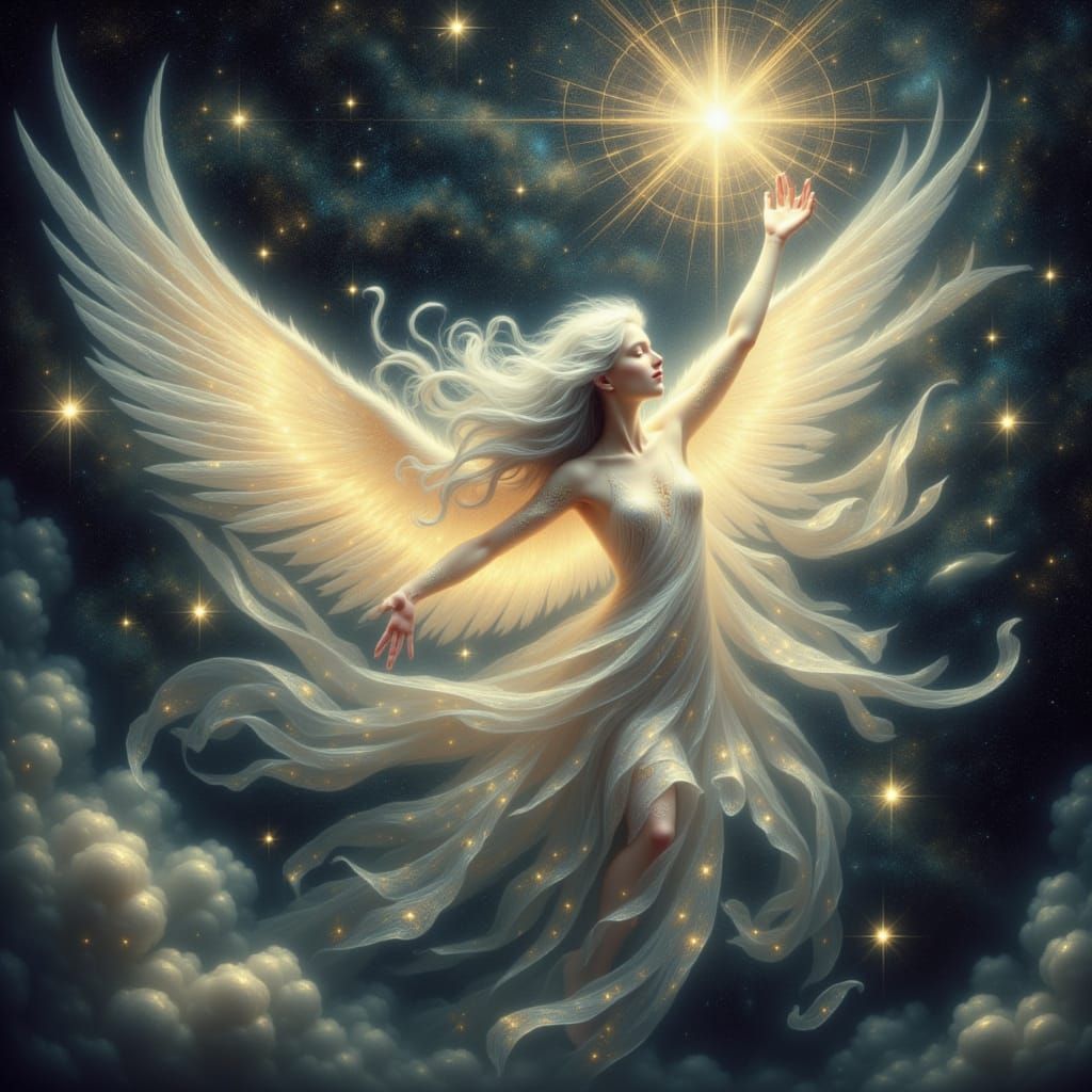 Divine Feminine in Cosmic Void, Ethereal Digital Art